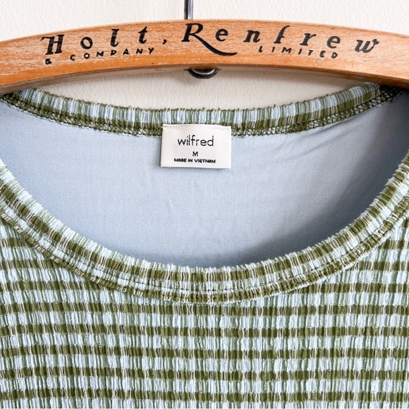 🏷️ SOLD • WILFRED • Verona Seersucker Midi Dress in Hayward Htw Bl/Scin Gr • M - Picture 8 of 14